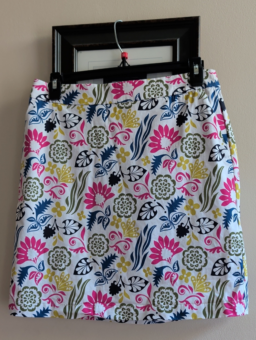 Boden Floral Print Mini Skirt in White, Pink, Blue & Green